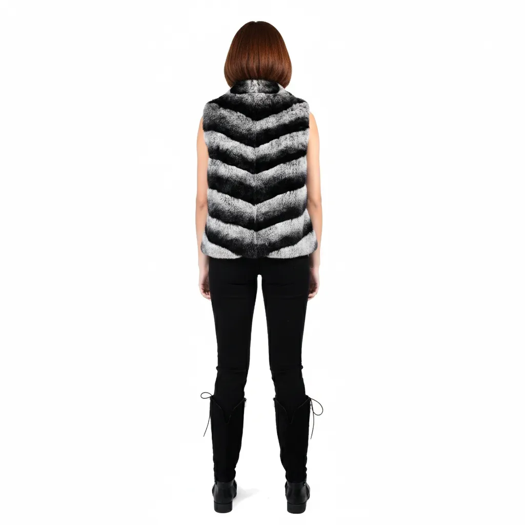 10 - Rex rabbit vest  - 55cm black & wight 2.webp