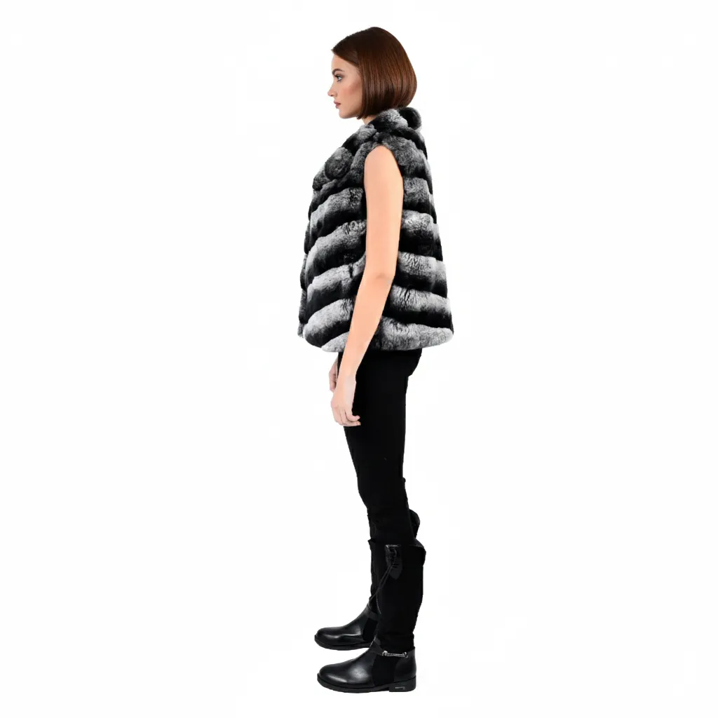 10 - Rex rabbit vest  - 55cm black & wight 3.webp