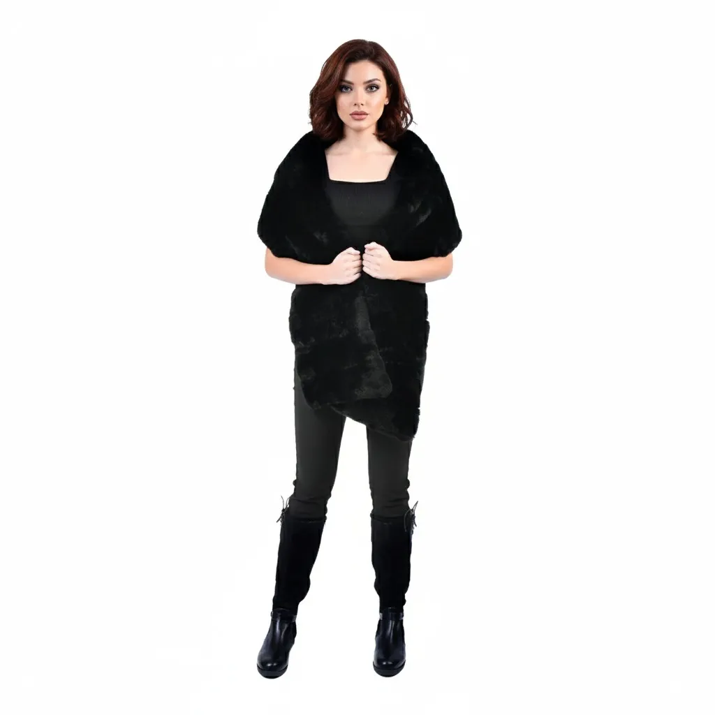 [8001603] Rex Rabbit - Scarf 25cm-180cm (BLACK)