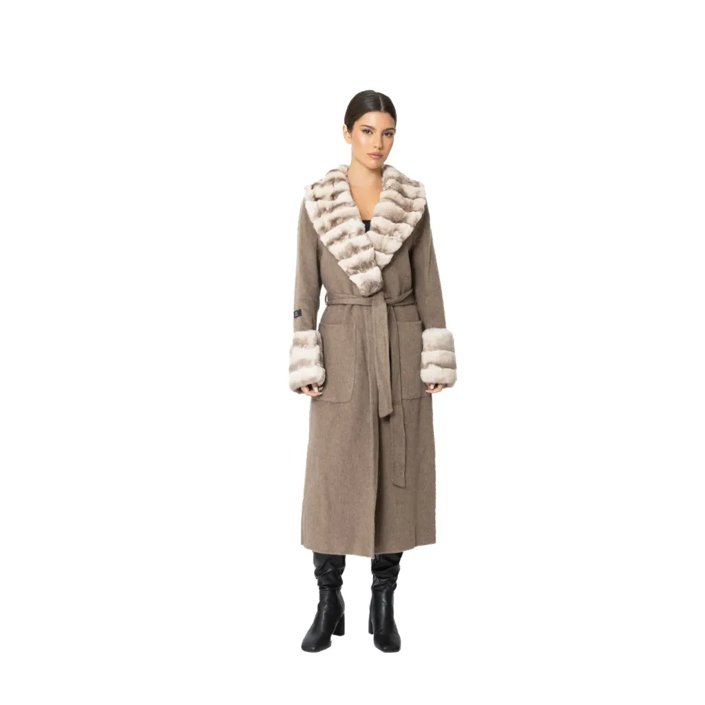 Cashmere with Wool and Rex Rabbit Fur Big Smooking 115cm