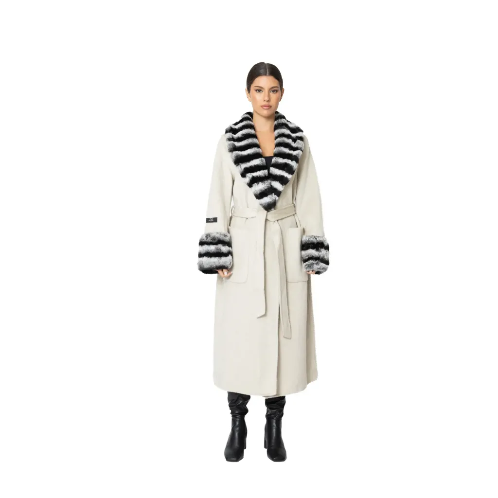 Cashmere with Wool and Rex Rabbit Fur Big Smooking 115cm