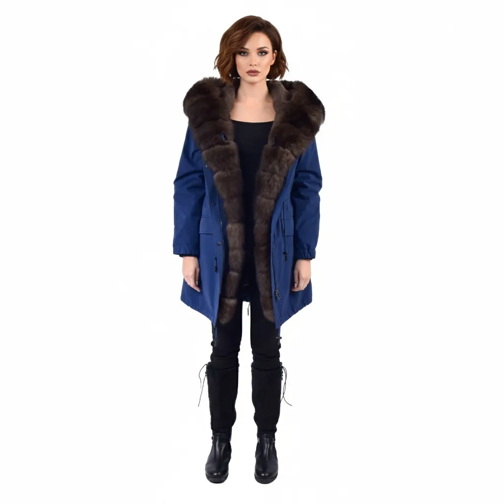 جاكيت مطري القلبه  فرو الثعلب والبطانه  فرو الارنب  الطول 90 cm