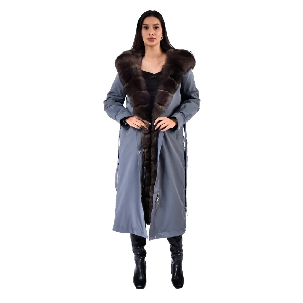 Raincoat Jacket With Fox and Rex Rabbit Fur 120cm