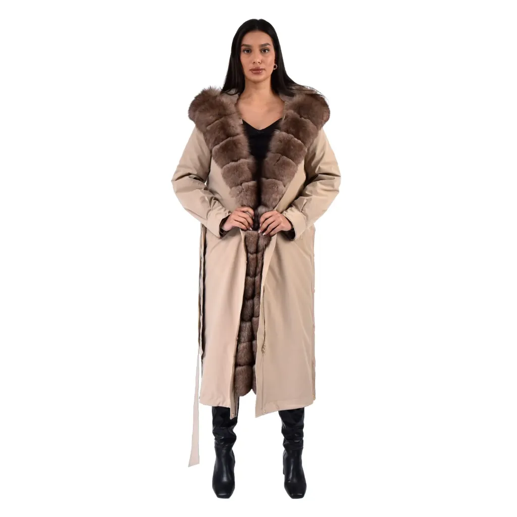 Raincoat Jacket With Fox and Rex Rabbit Fur 120cm