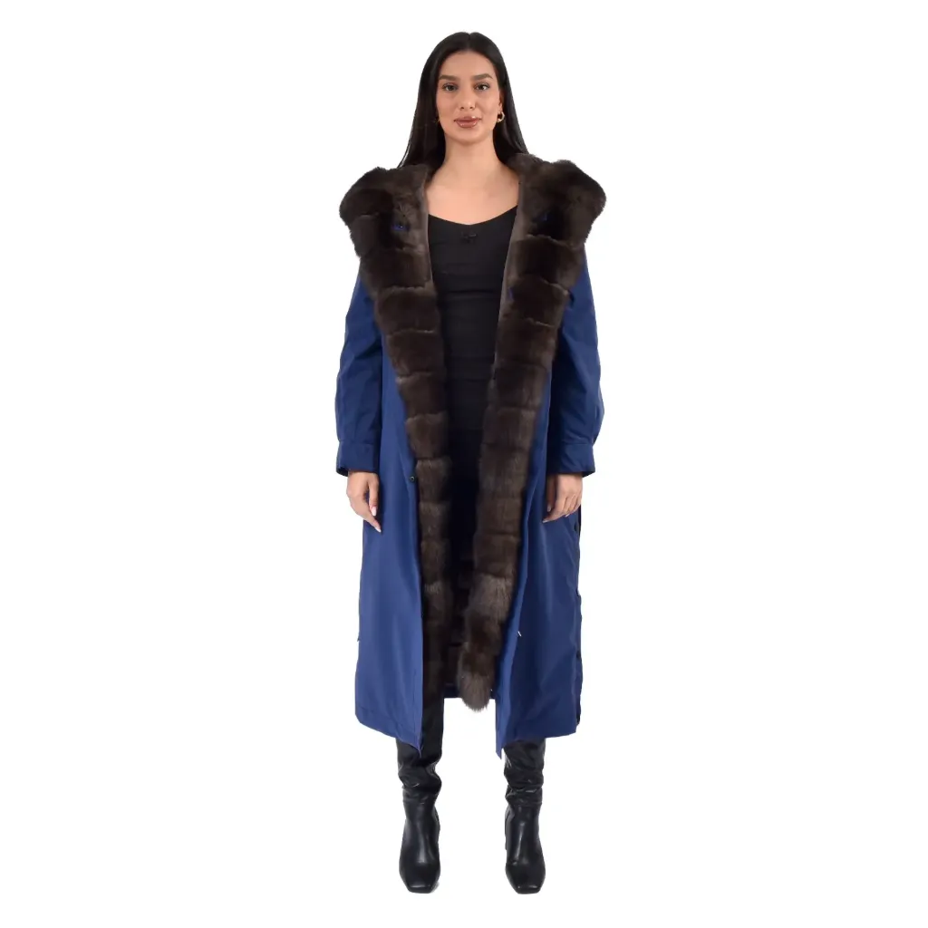 جاكيت مطري القلبه  فرو الثعلب والبطانه  فرو الارنب  الطول 120 cm