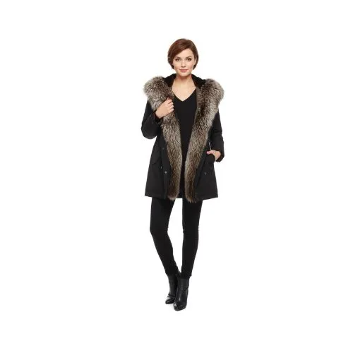 جاكيت مطري القلبه فرو الثعلب والبطانه فرو الارنب الطول 90 cm