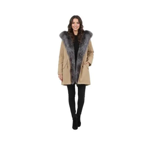 جاكيت مطري القلبه فرو الثعلب والبطانه فرو الارنب الطول 90 cm