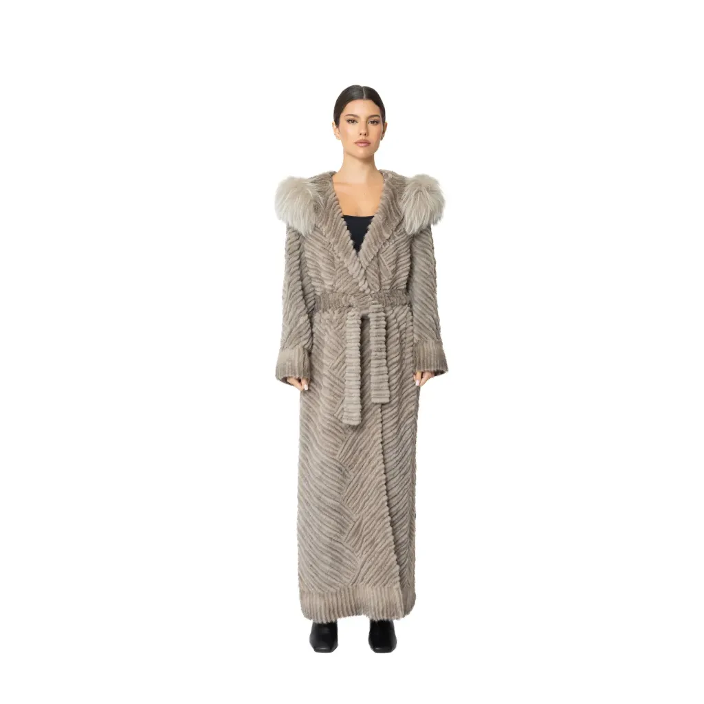 Jacket Hood with Mink, Fox and Rex Rabbit Fur 135cm - 5477-A