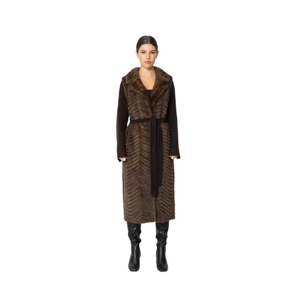 Jacket Cashmere with Mink and Rex Rabbit Fur 110cm