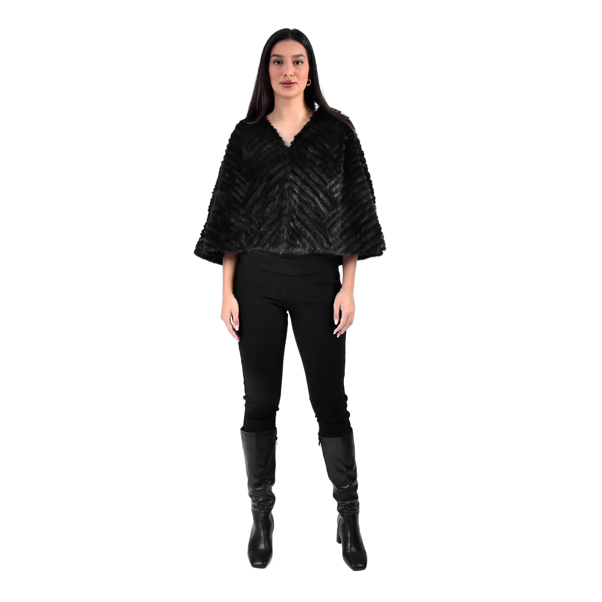 Stole Cape With Mink and Rex Rabbit Fur 55cm- 1-53