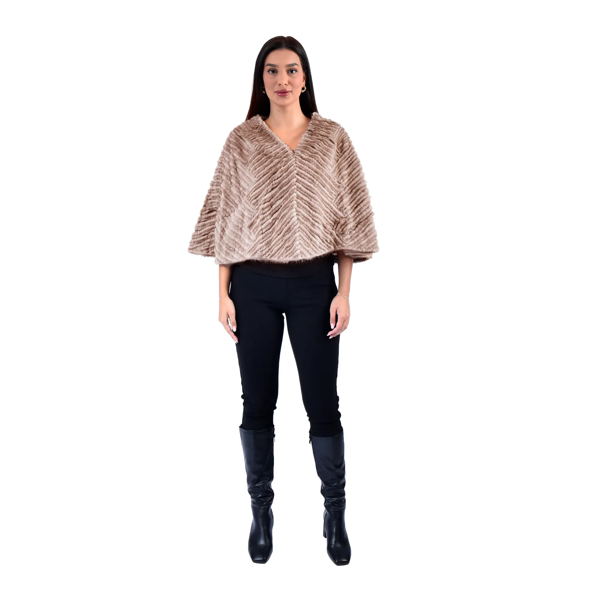 Stole Cape With Mink and Rex Rabbit Fur 55cm- 1-53