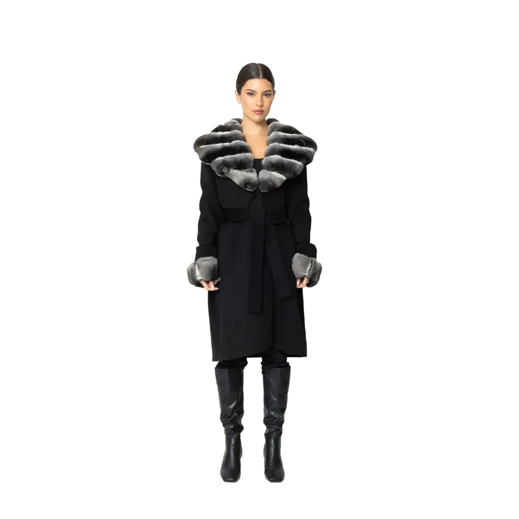 Cashmere Jacket With Chinchilla Fur 100cm