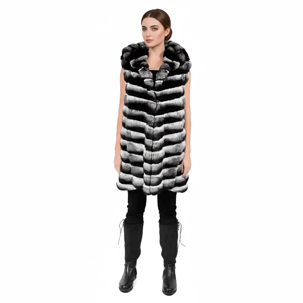 [200269] Vest With Hood and Chinchilla Fur
85cm