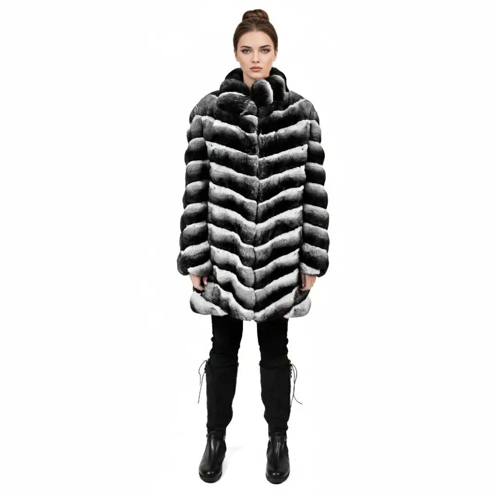 [200311] Jacket With Chinchilla Fur - Classic -  85cm (M)