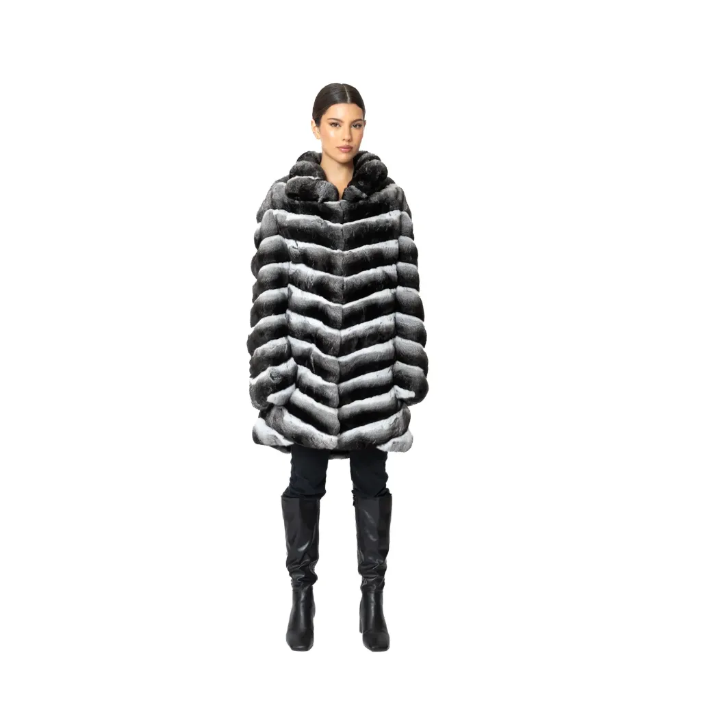 Jacket With Chinchilla Fur - Classic -  85cm