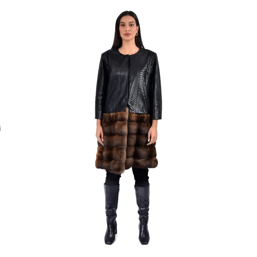 [30027] Jacket With Python and Sabel Fur -  85 cm