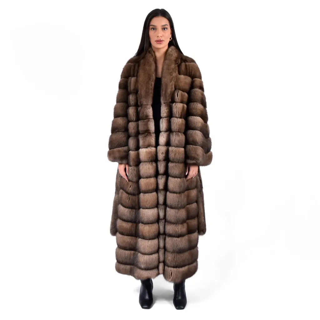 [30039] Sable Fur Bisht Jacket With Belt - 135cm (L)