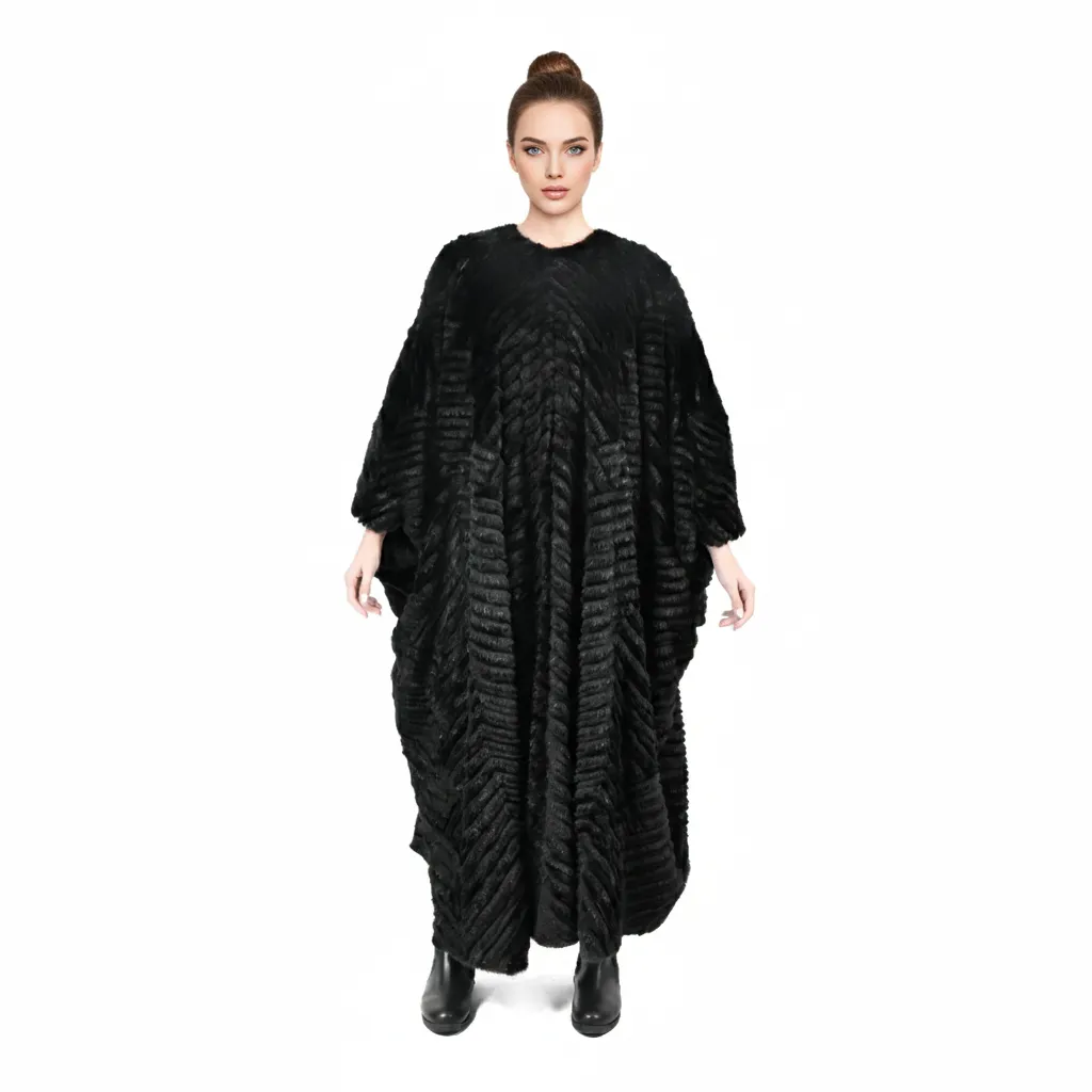 [700891] BISHT WITH MINK AND REX RABBIT FUR  135cm - A
