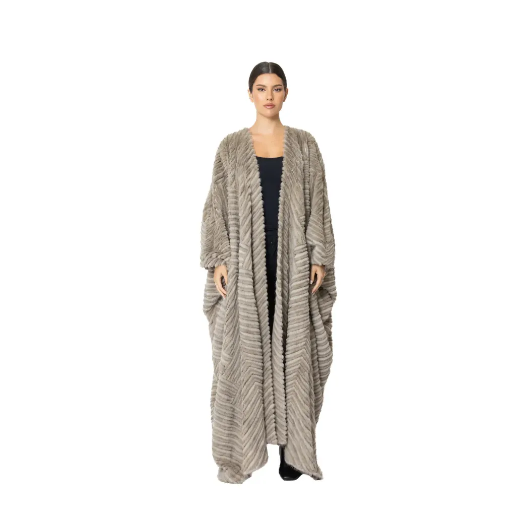 BISHT WITH MINK AND REX RABBIT FUR  135cm