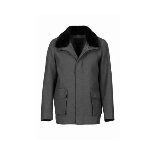[5004103] Fabric Jacket With Cotton Lining And High Neck With Rex Rabbit - 024 (GRAY, S)