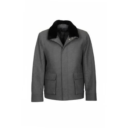 [5004179] Fabric Jacket With Cotton Lining And High Neck With Rex Rabbit - 022 (GRAY, XS)