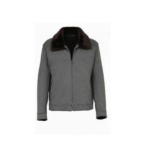 [5004216] Fabric Jacket With Cotton Lining And High Neck With Rex Rabbit - 025 (GRAY, XS)