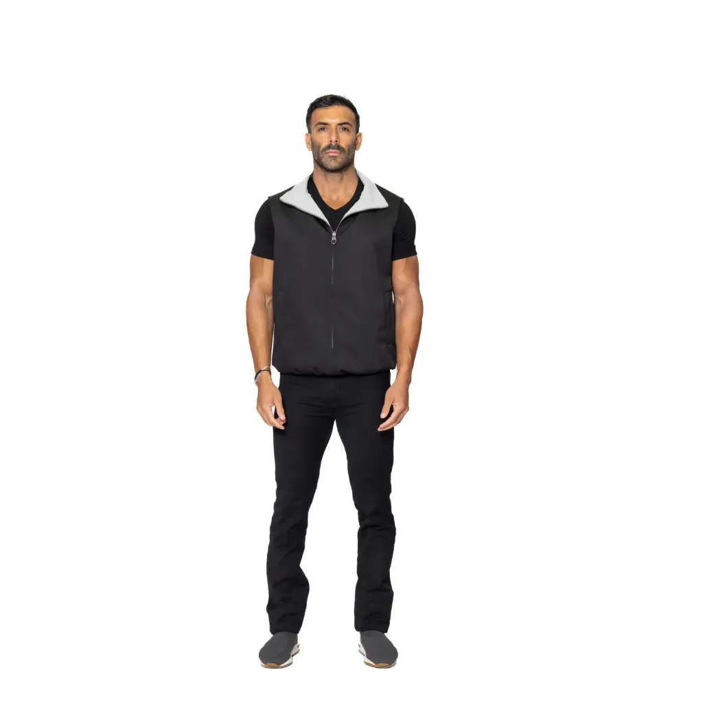[5004643] Raincoat Vest With Cotton Lining And Double Face - 007 (BLACK-LIGHT GRAY V, XS)