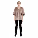 Long Front Cape With Mink and Rex Rabbit Fur 52cm- 1-52A