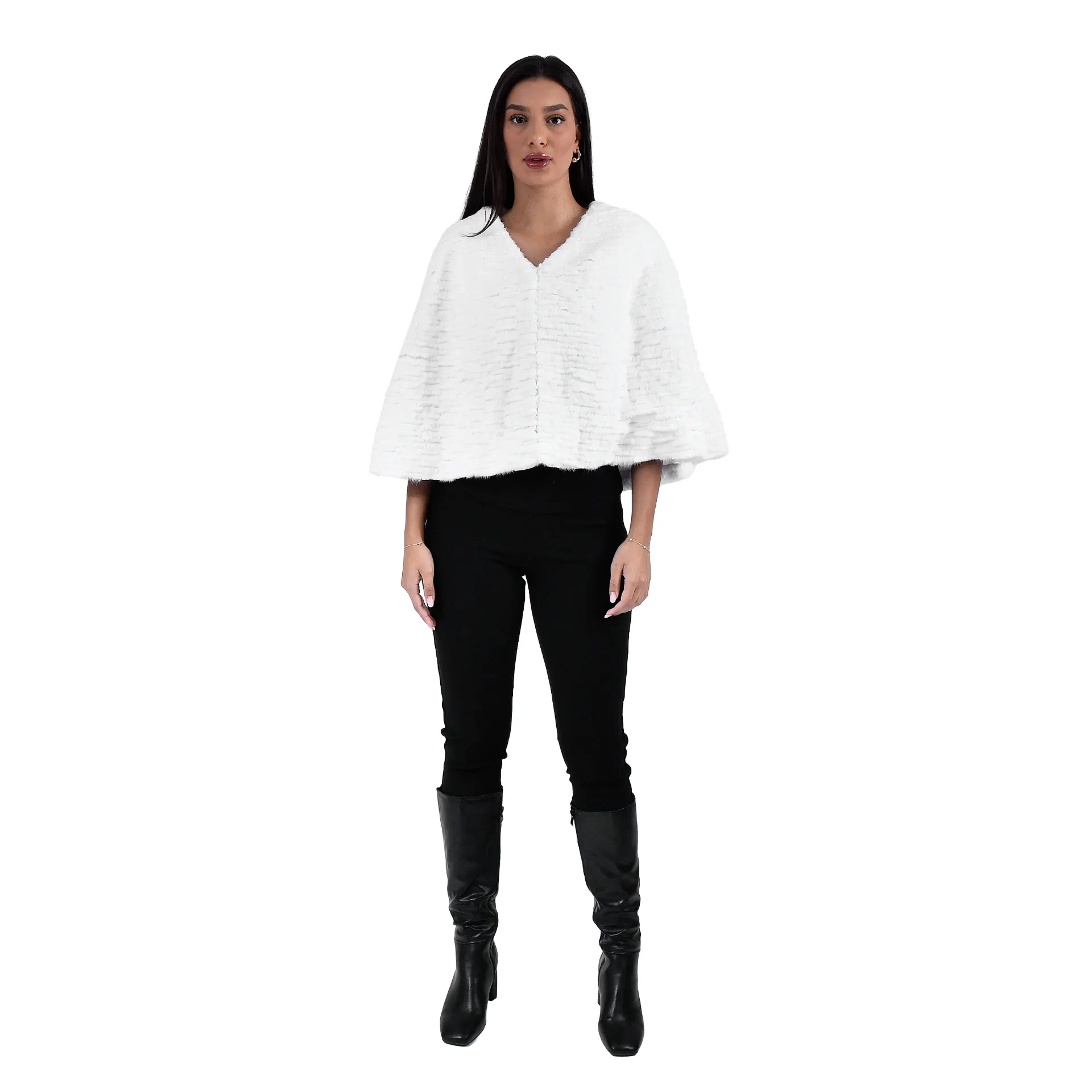 [700933] وشاح (كيب )  فرو المنك والارنب  (WHITE C)