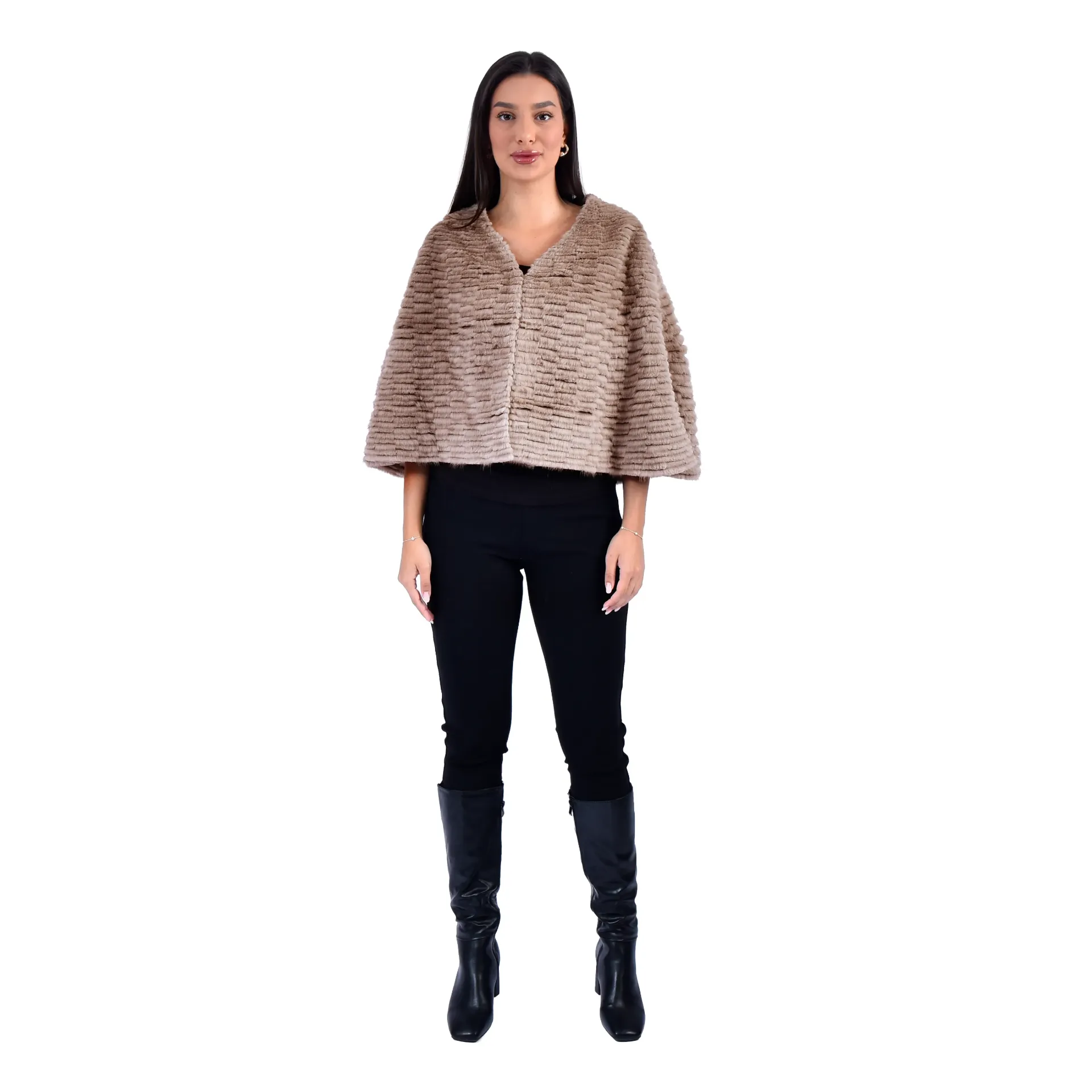 Stole Cape With Mink and Rex Rabbit Fur 55cm- 1-53A