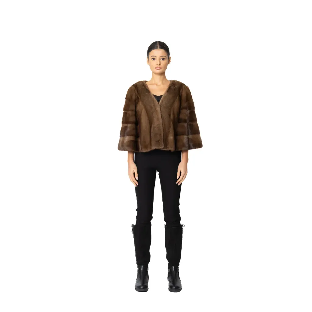 [7001025] وشاح (كيب ) فرو المنك الكندي (BROWN MINK)