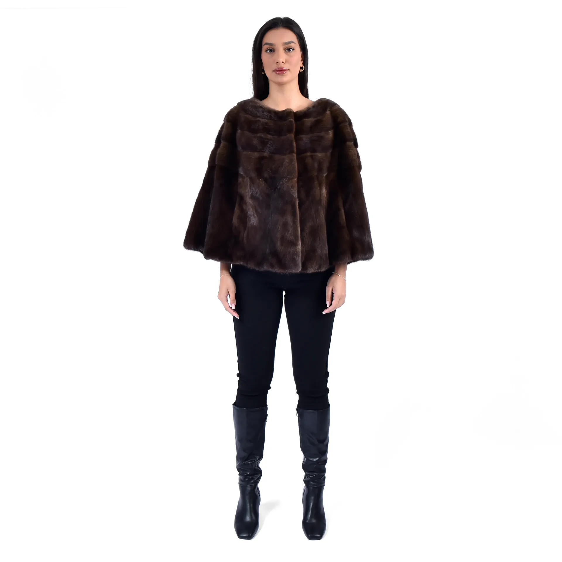 [7001033] Queen cape With Mink Fur (BROWN MINK)