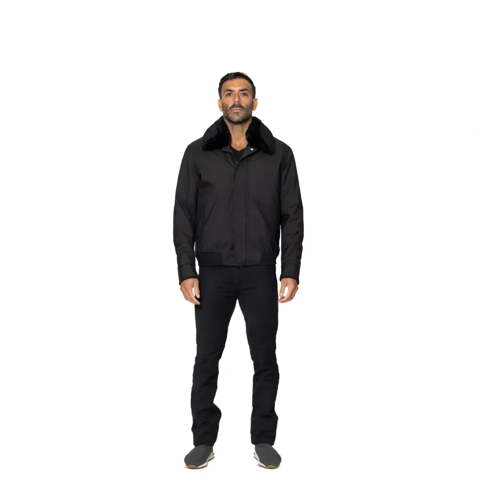 [5004064] Raincoat Jacket With Rex Rabbit Fur - 011 (BLACK, S)