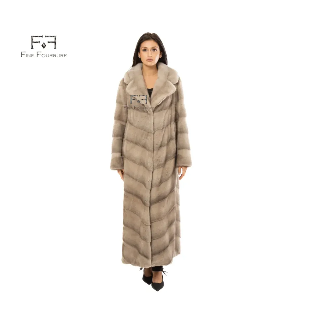 [700589] جاكيت فرو المنك الكندي  الطول  135 cm (CHAMPAGNE MINK, XL)