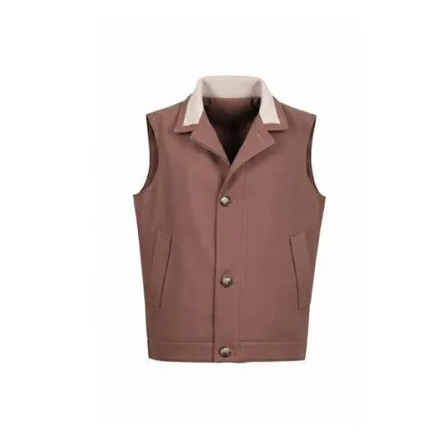 [5004385] Fabric Vest With Cotton Lining - 001 (BROWN', XS)