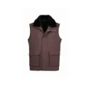 Fabric Vest With Cotton Lining And Fur Rex Rabbit With High Neck - 004