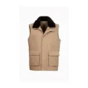 Fabric Vest With Cotton Lining And Fur Rex Rabbit With High Neck - 004
