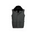 Fabric Vest With Cotton Lining And Fur Rex Rabbit With High Neck - 004