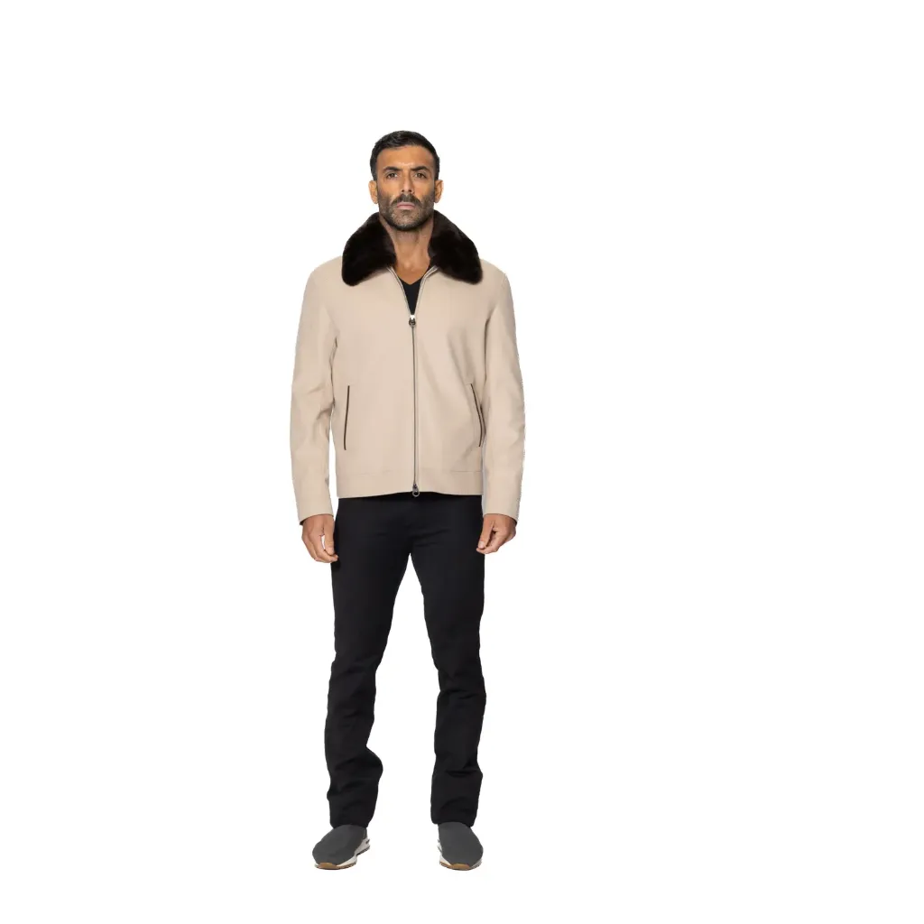 [5004198] Fabric Jacket With Cotton Lining And High Neck With Rex Rabbit - 025 (OFFWHITE', XS)