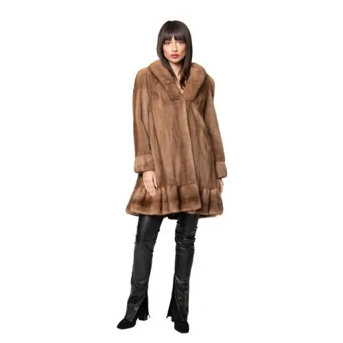 [700154] جاكيت فرو المنك الكندي الطول 90cm (COFFEE MINK, M)