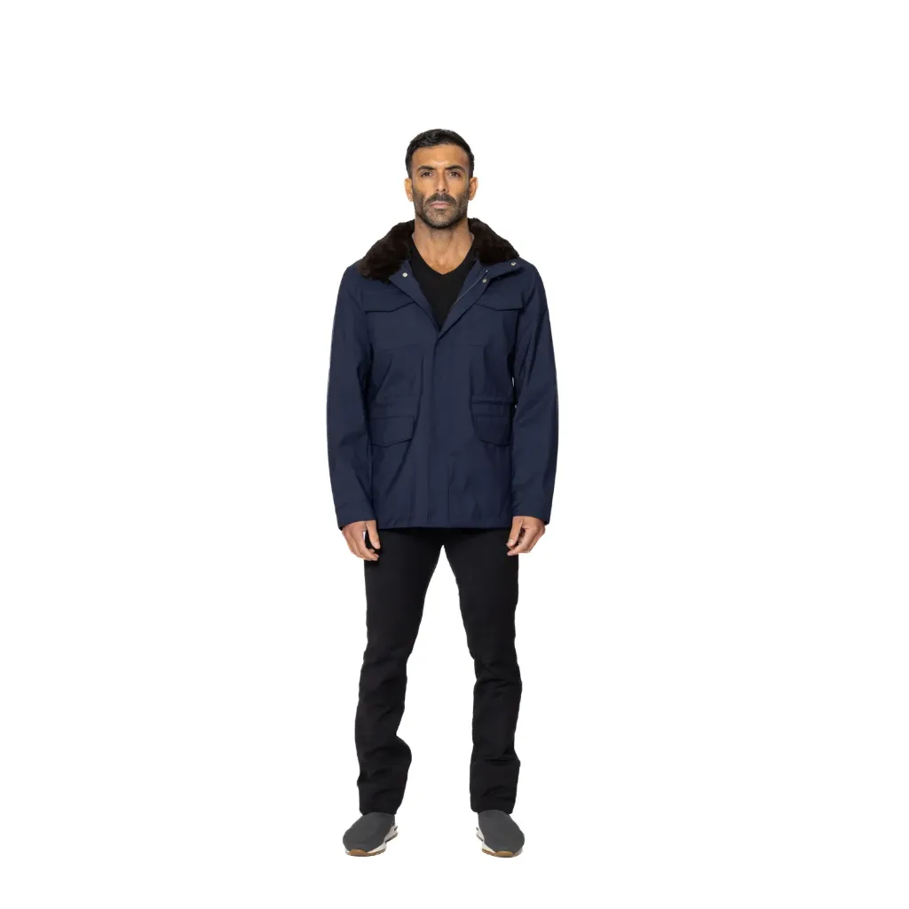 Raincoat Jacket With Rex Rabbit Fur Lining - 0012