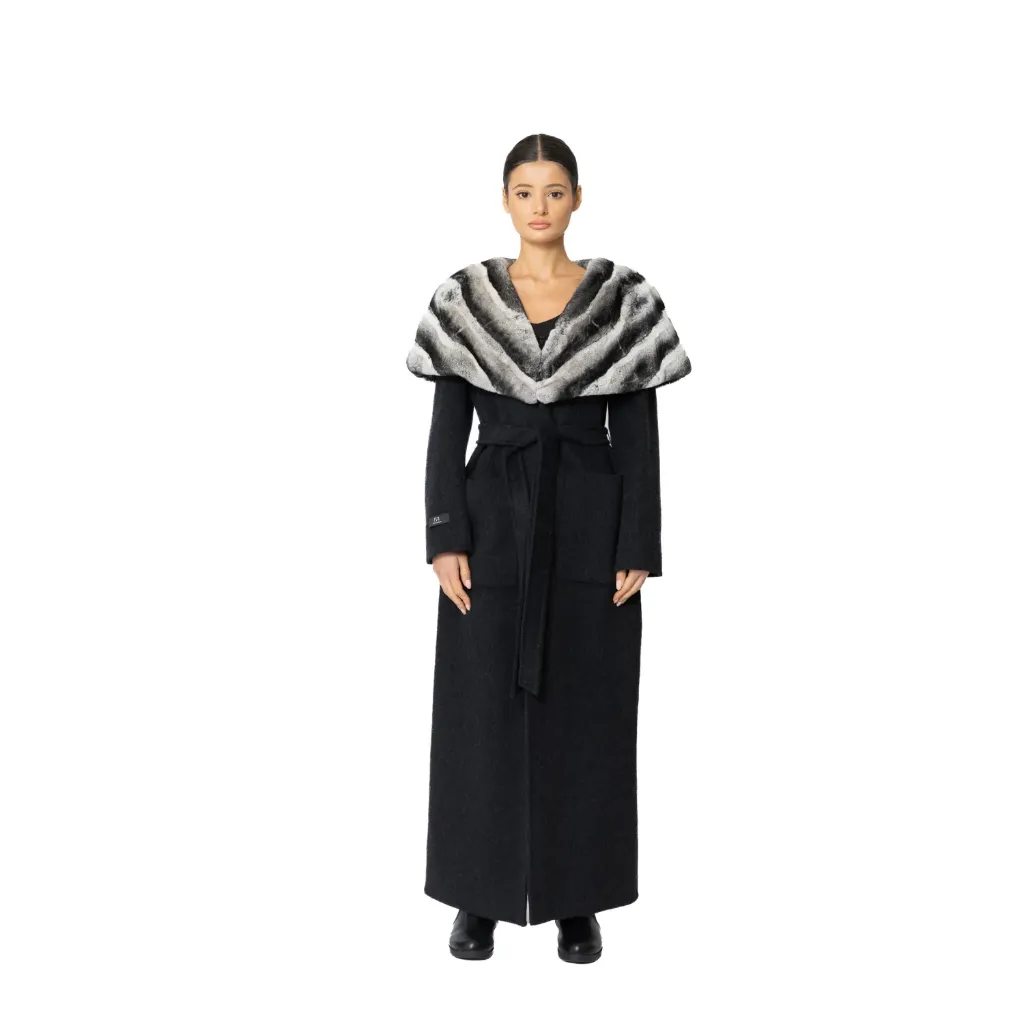 Cashmere with Wool and Rex Rabbit Fur - Cape Style 135cm