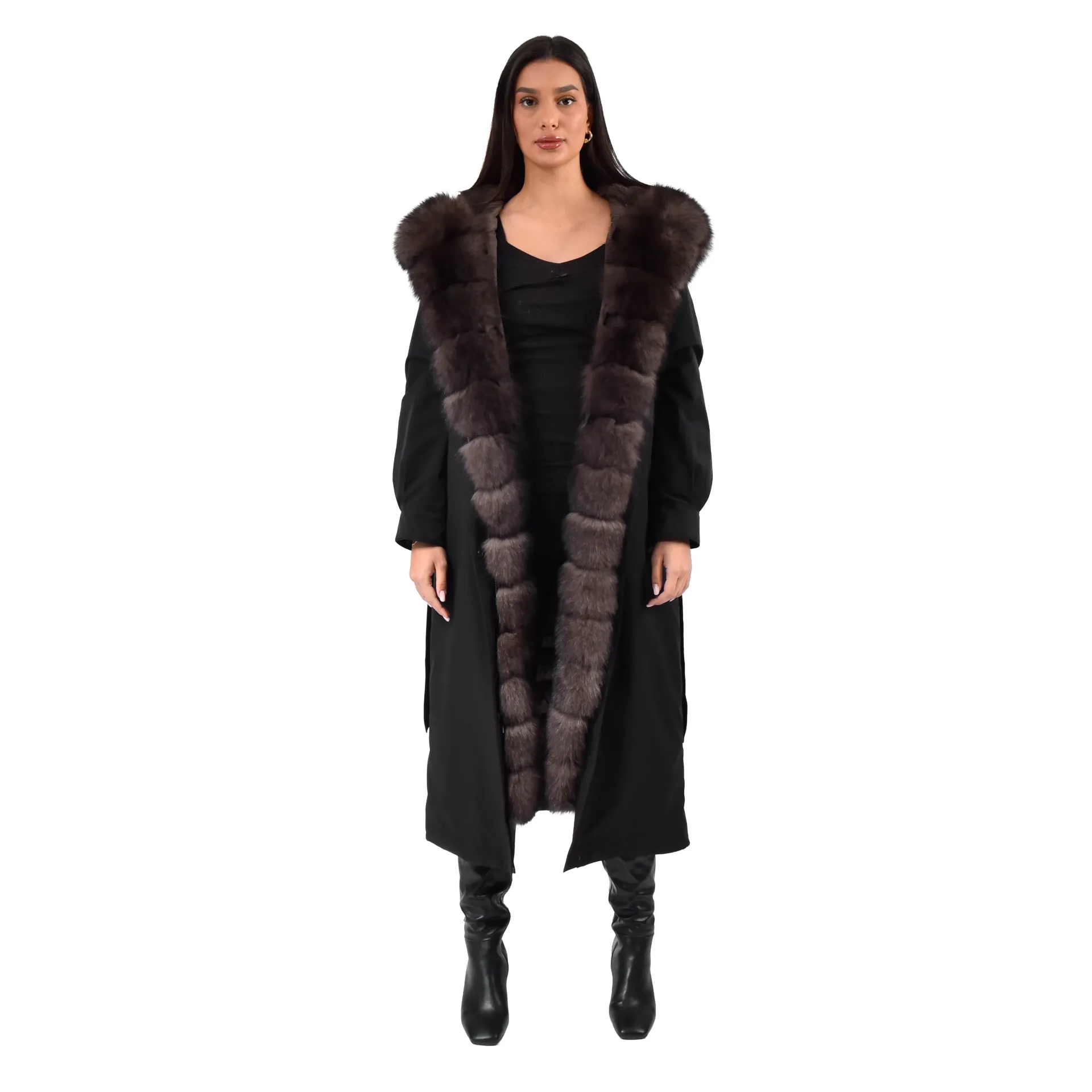 Raincoat Jacket With Fox and Rex Rabbit Fur 120cm