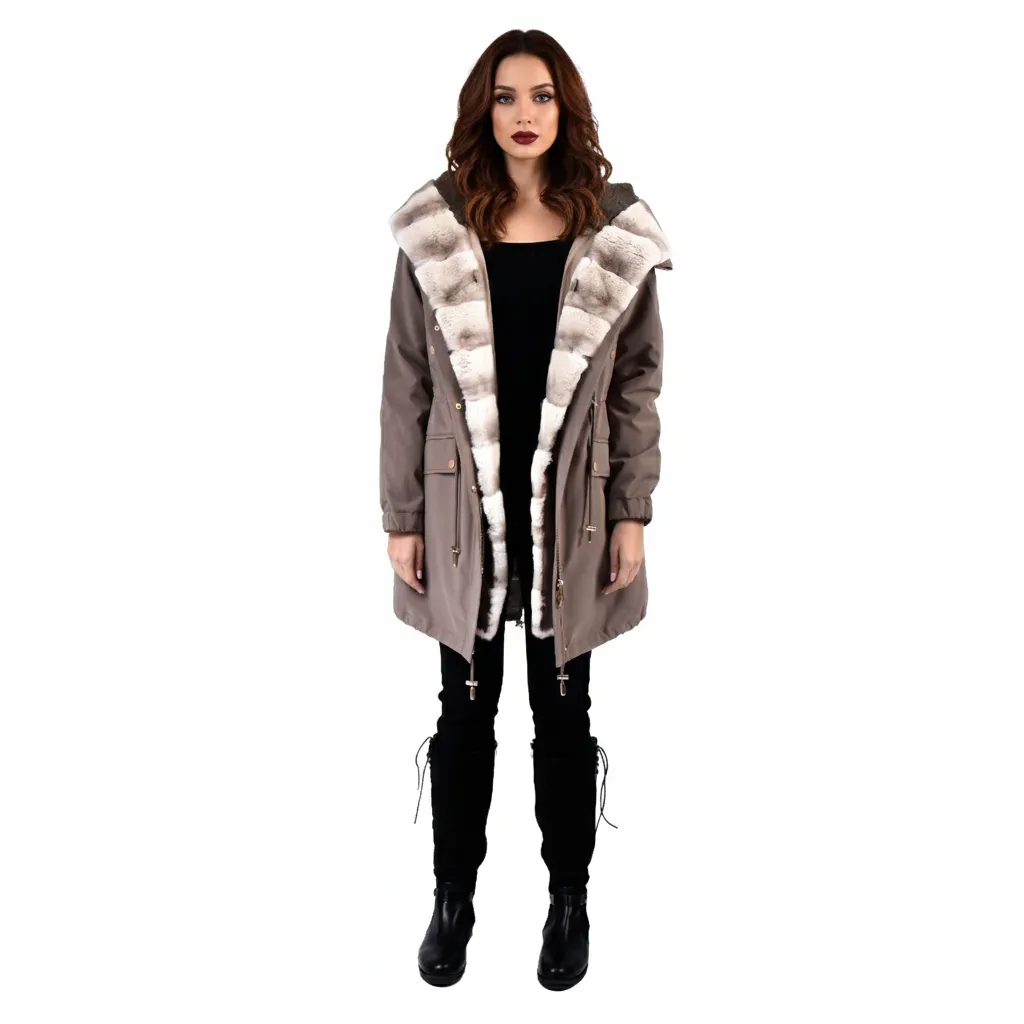 Raincoat Jacket with Rex Rabbit Fur - 90cm