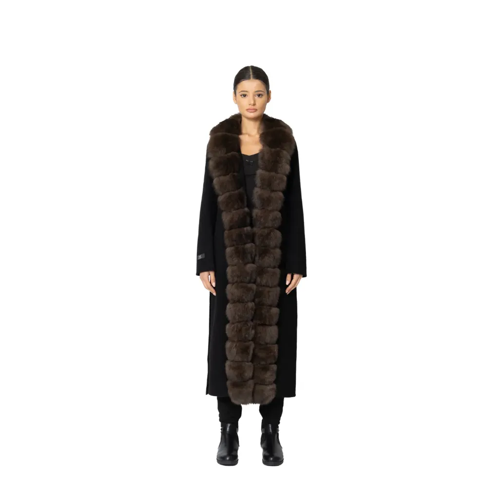 Cashmere with Wool and Fox Fur Straight Line 115cm