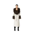 Cashmere with Wool and Fox Fur Collar Fox Fur 115cm