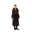 Cashmere with Wool and Fox Fur Collar Fox Fur 115cm