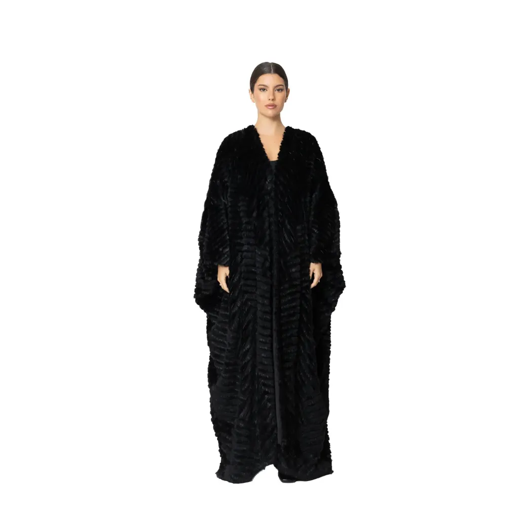 BISHT WITH MINK AND REX RABBIT FUR  135cm