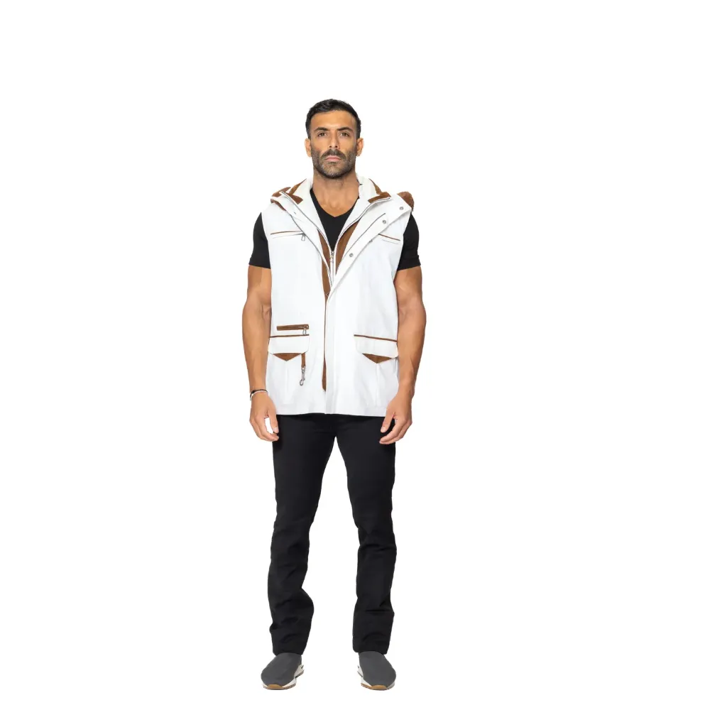 Raincoat Vest with Cotton Lining & Hoodie Rabbit Fur - 028