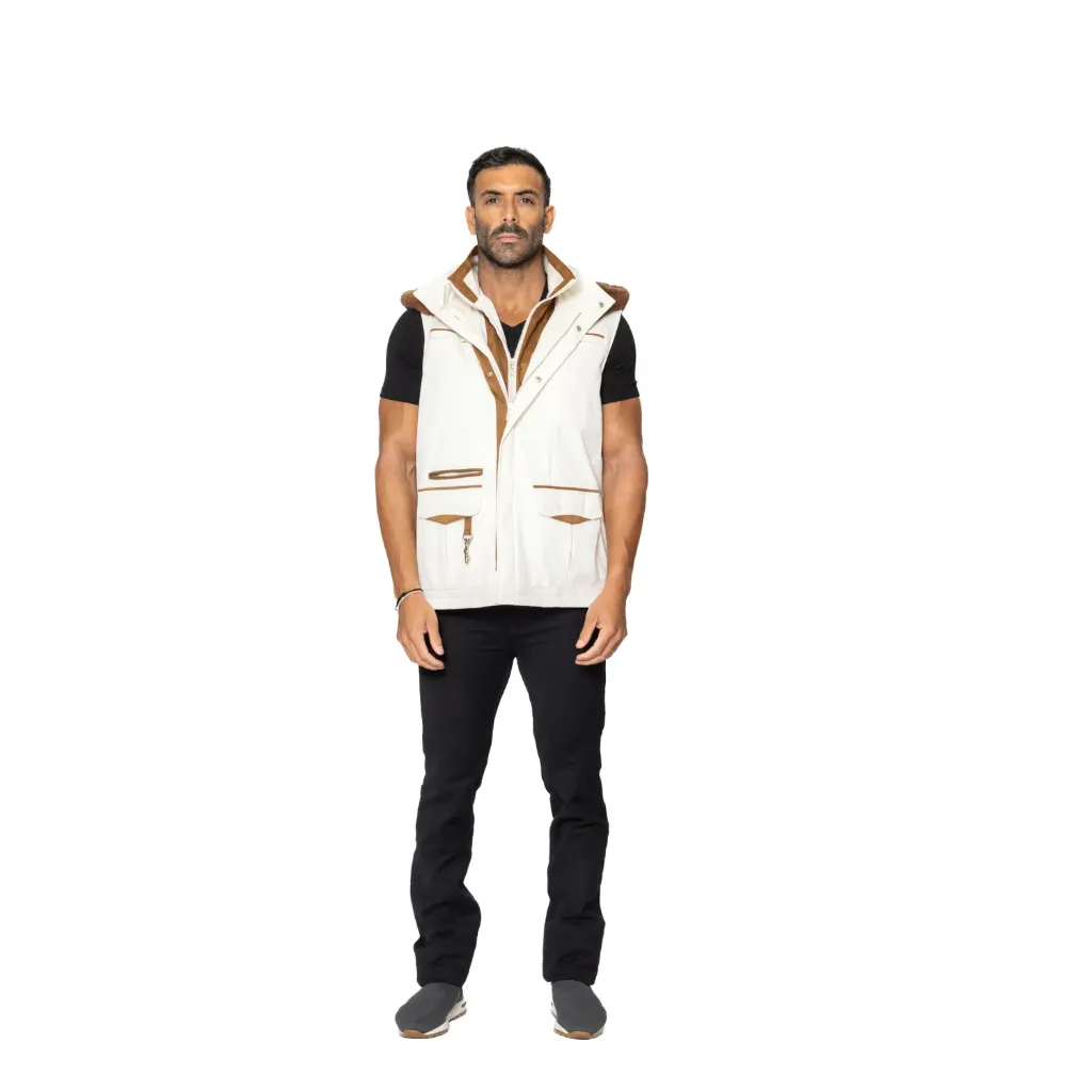 Raincoat Vest with Cotton Lining & Hoodie Rabbit Fur - 028
